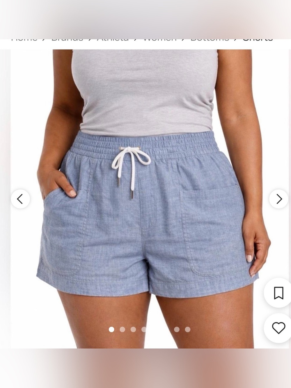 Athleta Linen 100% Cabo Shorts Blue , size 12